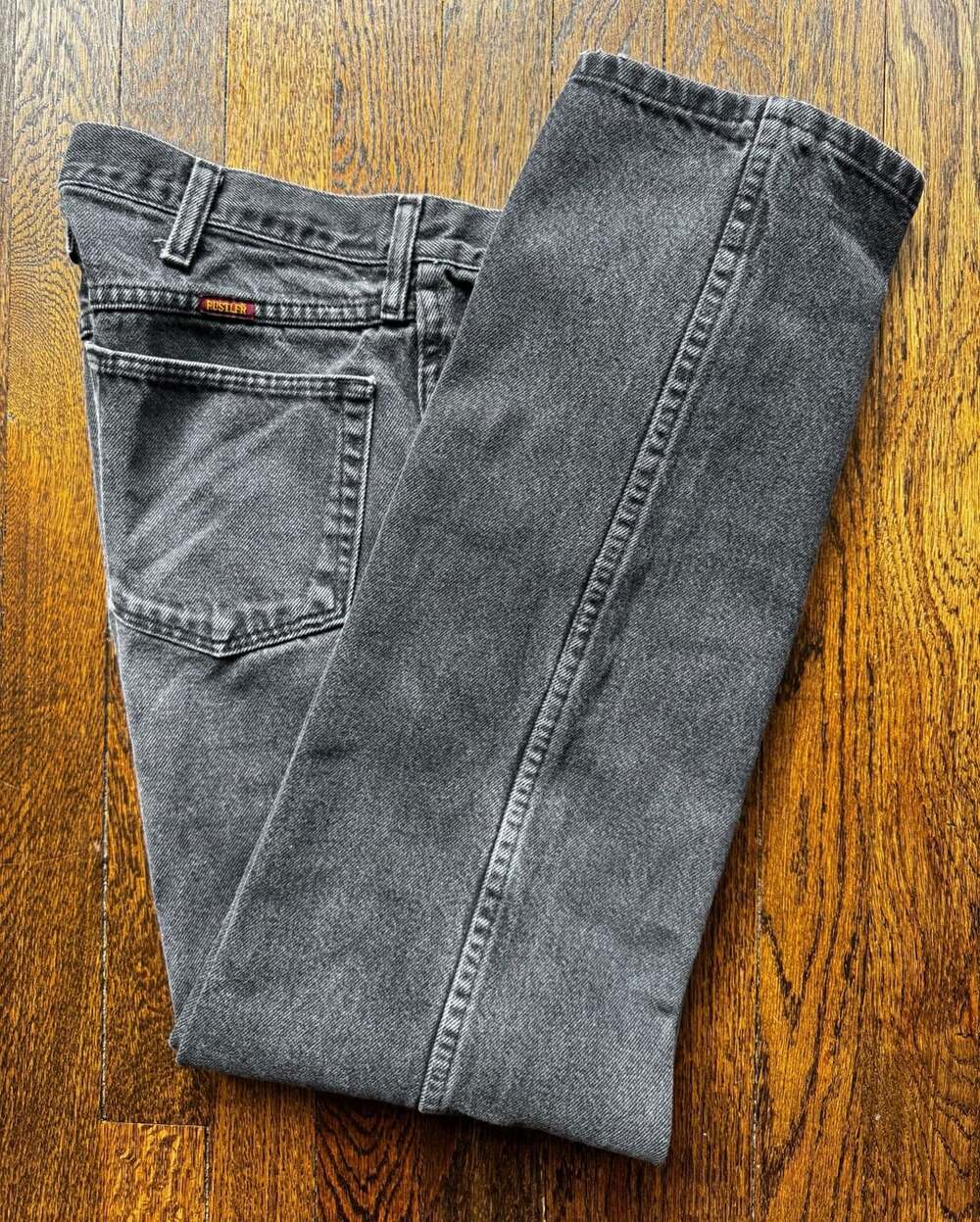 VTG โ00s Y2K Rustler 32โ x 29.5โ STRAIGHT FIT BLACK DENIM JEANS PUNK ROCK GOTH